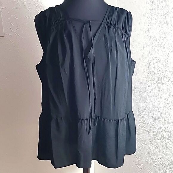 A New Day Sleeveless Top, Black with Ruffle Hem, Size XXL - Picture 1 of 7